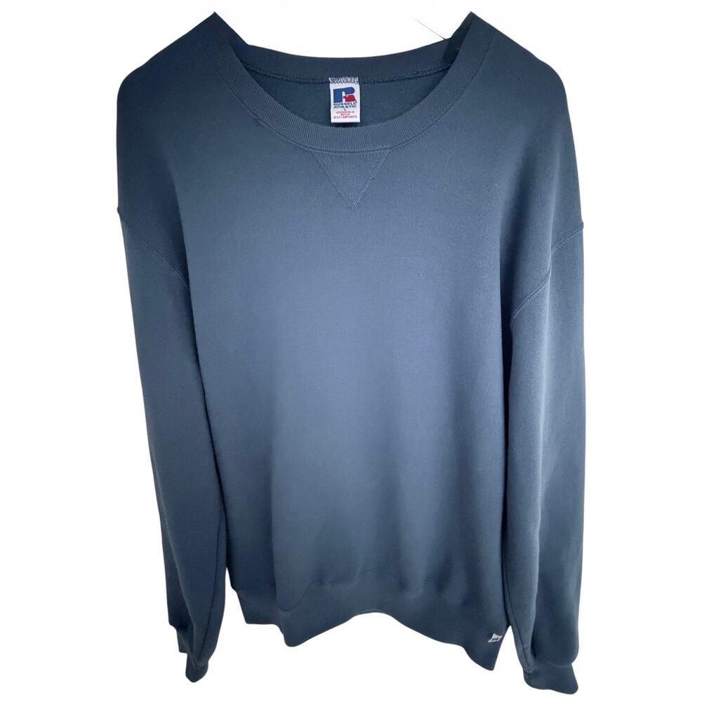 Russell Athletic Crewneck Sweatshirt Mens L Blue Blank Pullover Made In Mexico